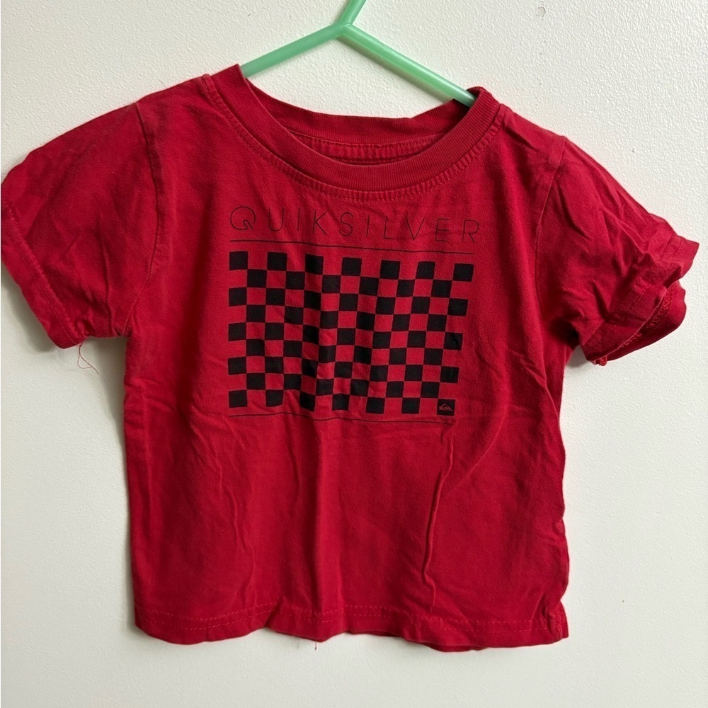 Quiksilver Red and Black Checkered Short Sleeve Tee 18 months